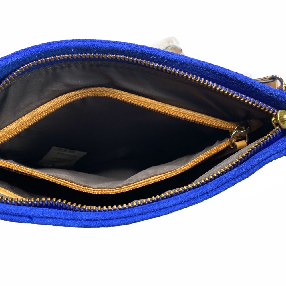 new Kelsi Dagger 𒊹 Cicely Suede Crossbody Bag 𒊹 Cobalt Blue Metallic Dots 𒊹 - Picture 9 of 16